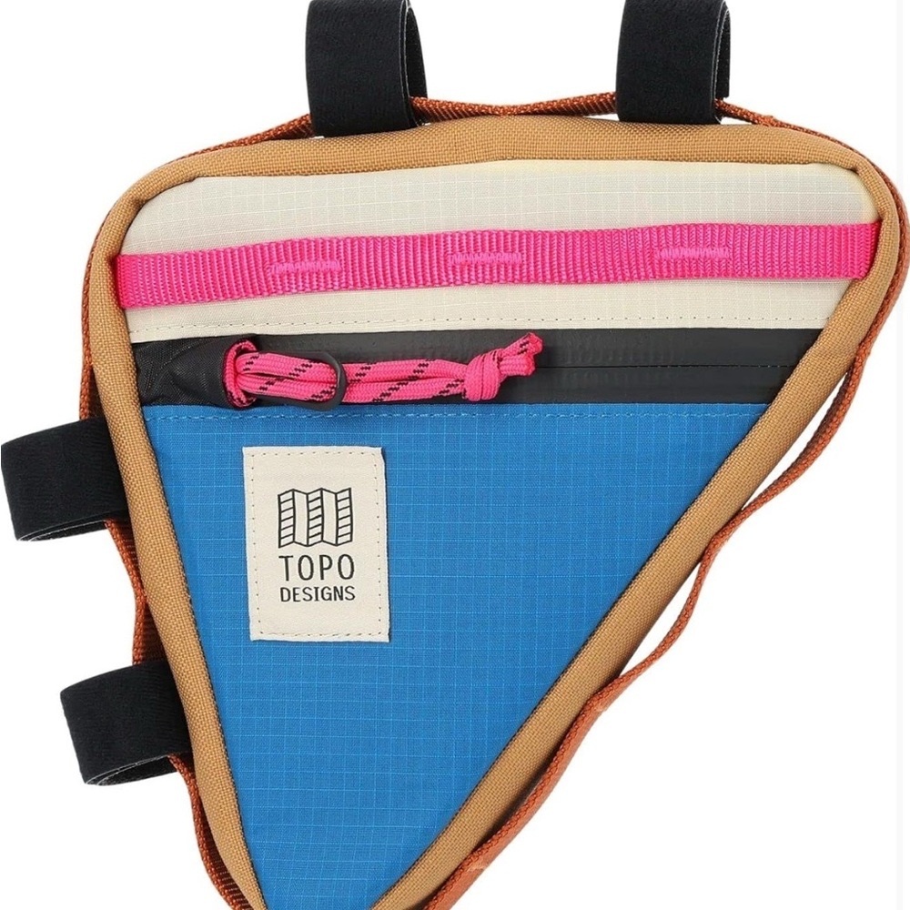 Topo Designs Blue and Tan bike frame Triangle Bag